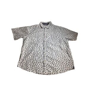 Free Planet Mens 2X Short Sleeve Button Up White Pineapple Print Casual (883)